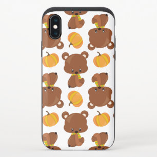 Pattern Of Bears, Cute Bears, Fall, Pumpkins iPhone X Slider Case