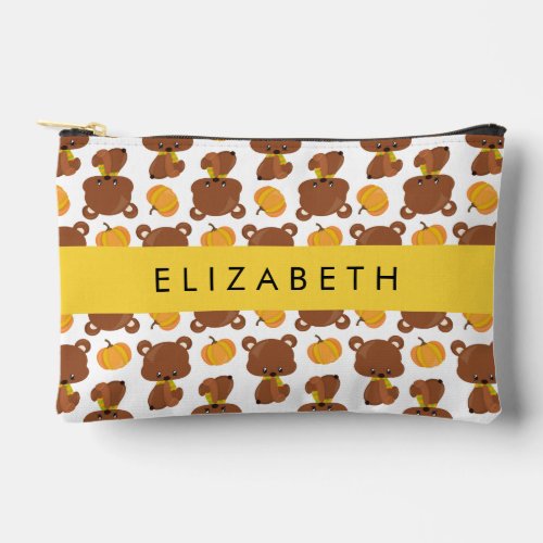 Pattern Of Bears Cute Bears Pumpkin Your Name Accessory Pouch