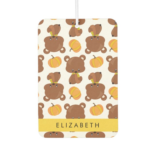 Pattern Of Bears, Cute Bears, Pumpkin, Your Name Air Freshener (Front)