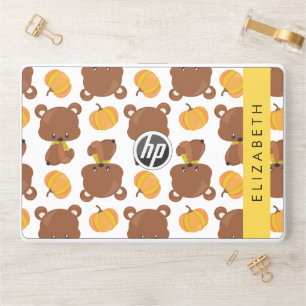 Pattern Of Bears, Cute Bears, Pumpkin, Your Name HP Laptop Skin