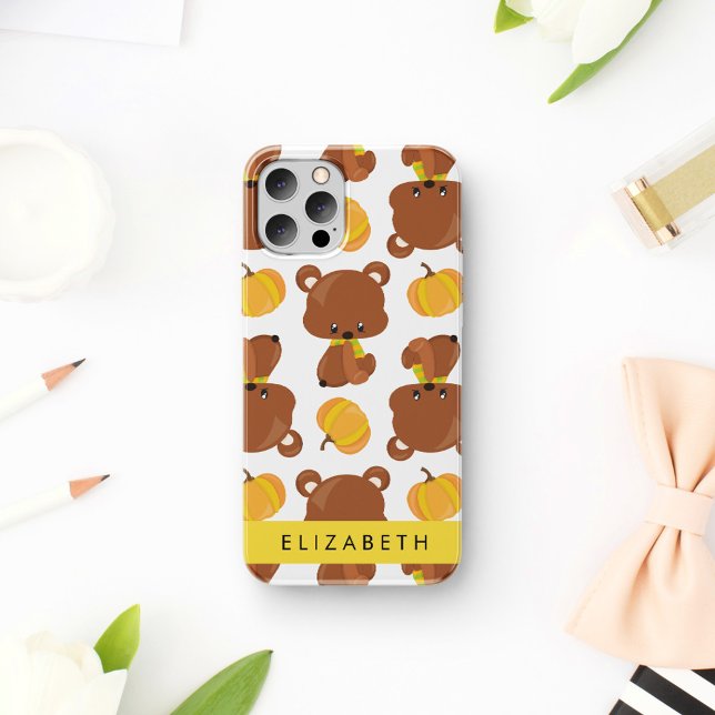 Pattern Of Bears, Cute Bears, Pumpkin, Your Name iPhone Case (Creator Uploaded)