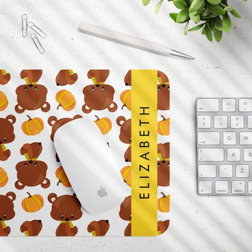 Pattern Of Bears Cute Bears Pumpkin Your Name Mouse Pad