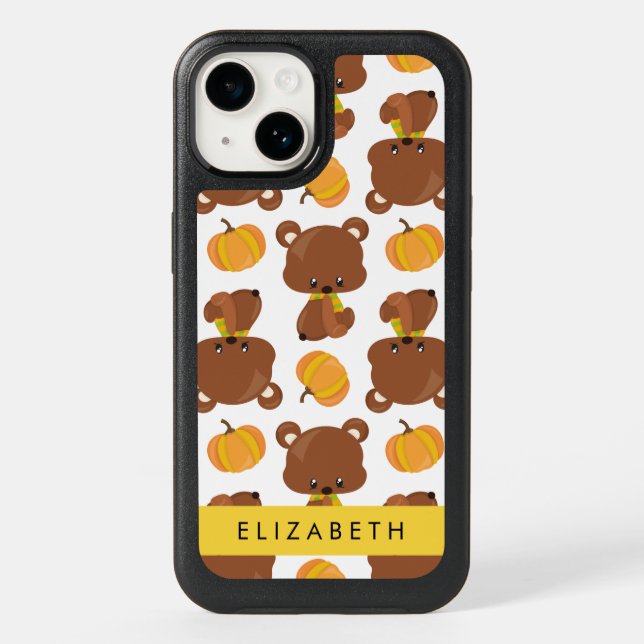 Pattern Of Bears, Cute Bears, Pumpkin, Your Name Otterbox iPhone Case (Back)