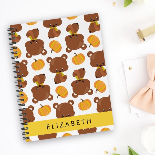 Pattern Of Bears Cute Bears Pumpkin Your Name Planner