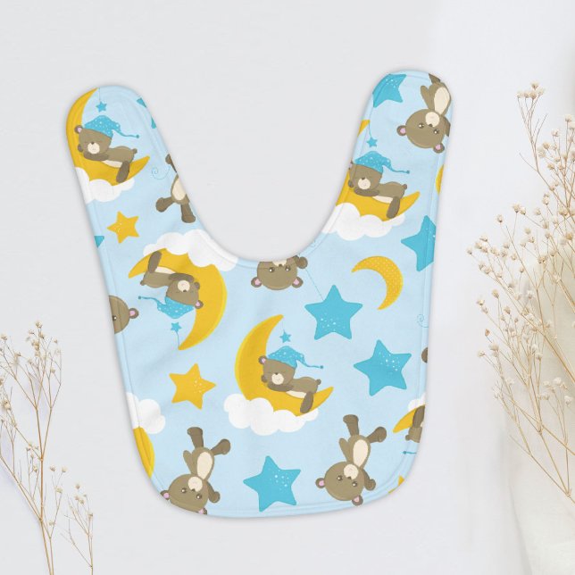 Pattern Of Bears, Cute Bears, Teddy Bears, Stars Baby Bib (Creator Uploaded)