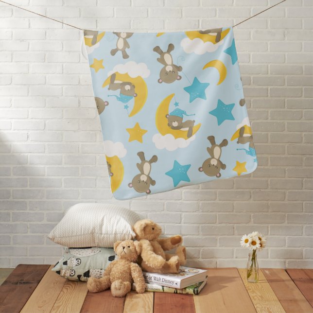 Pattern Of Bears, Cute Bears, Teddy Bears, Stars Baby Blanket (In Situ)