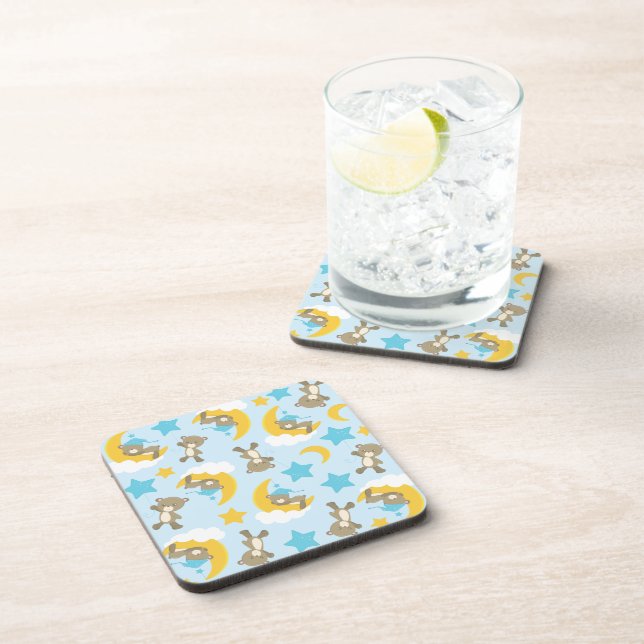 Pattern Of Bears, Cute Bears, Teddy Bears, Stars Beverage Coaster (Right Side)
