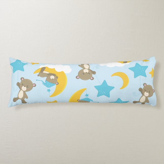 Pattern Of Bears, Cute Bears, Teddy Bears, Stars Body Pillow (Front)