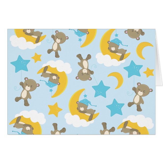 Pattern Of Bears, Cute Bears, Teddy Bears, Stars Cards (Front Horizontal)