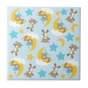 Pattern Of Bears, Cute Bears, Teddy Bears, Stars Ceramic Tile