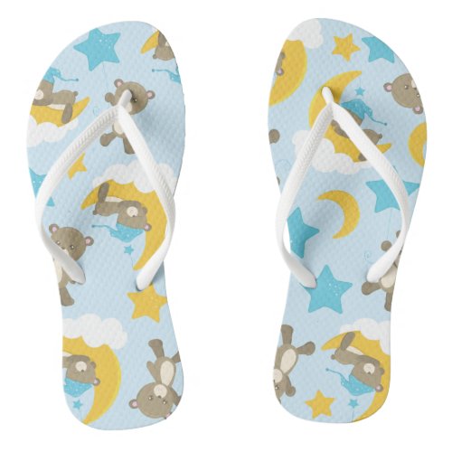 Pattern Of Bears Cute Bears Teddy Bears Stars Flip Flops