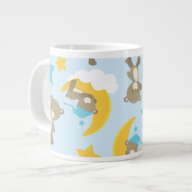 Pattern Of Bears, Cute Bears, Teddy Bears, Stars Giant Coffee Mug (Front Left)