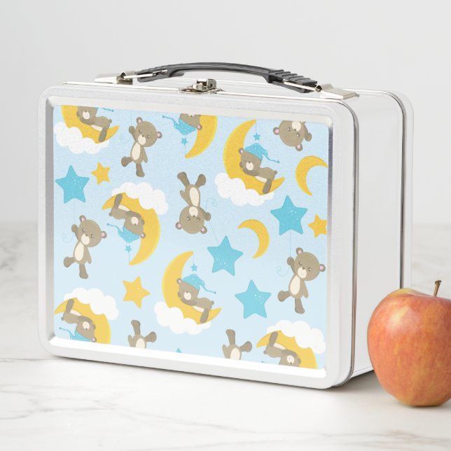 Pattern Of Bears, Cute Bears, Teddy Bears, Stars Metal Lunch Box (In Situ)