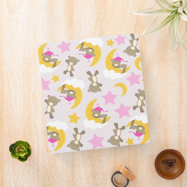 Pattern Of Bears, Teddy Bears, Cute Bears, Stars 3 Ring Binder (In Situ)