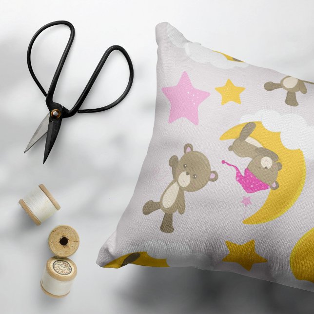 Pattern Of Bears, Teddy Bears, Cute Bears, Stars Accent Pillow (Creator Uploaded)