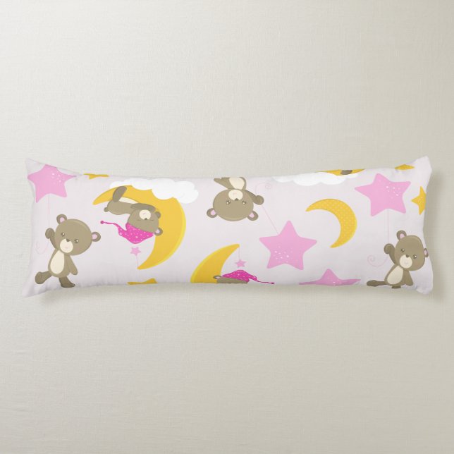 Pattern Of Bears, Teddy Bears, Cute Bears, Stars Body Pillow (Front)