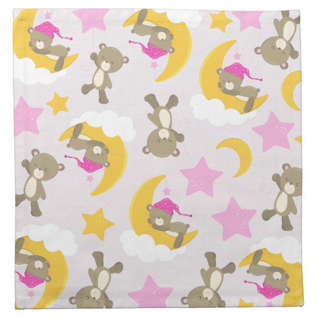 Pattern Of Bears, Teddy Bears, Cute Bears, Stars Cloth Napkin (Front)