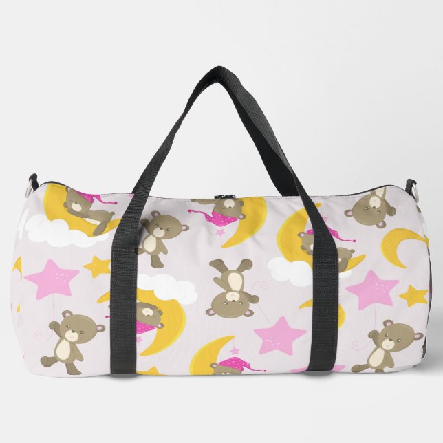 Pattern Of Bears, Teddy Bears, Cute Bears, Stars Duffle Bag (Front)