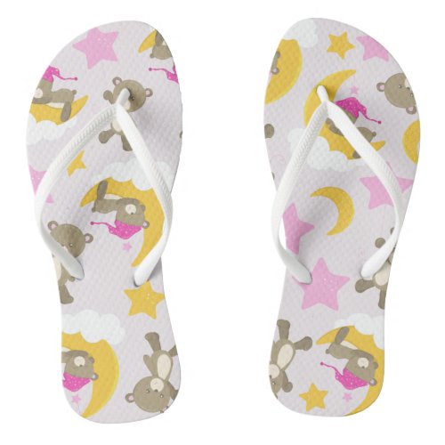 Pattern Of Bears Teddy Bears Cute Bears Stars Flip Flops