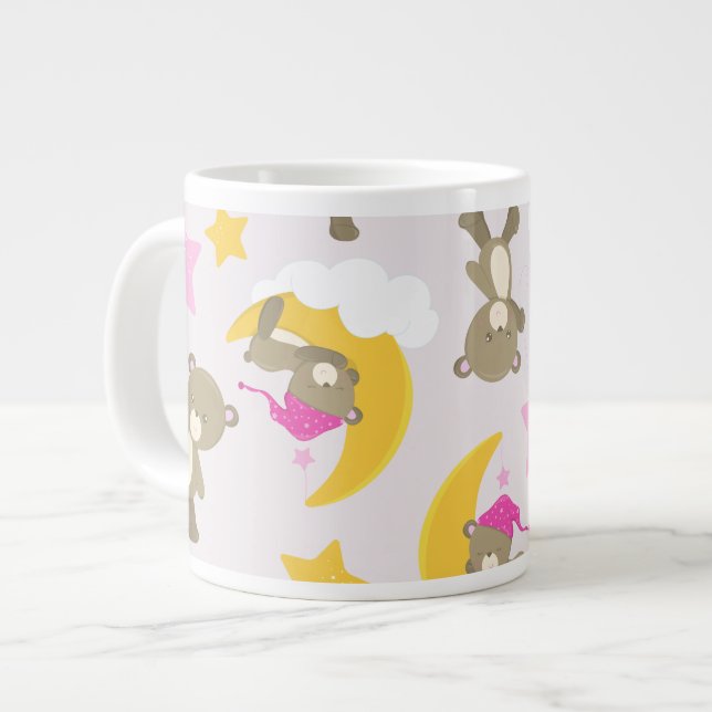 Pattern Of Bears, Teddy Bears, Cute Bears, Stars Giant Coffee Mug (Front Left)