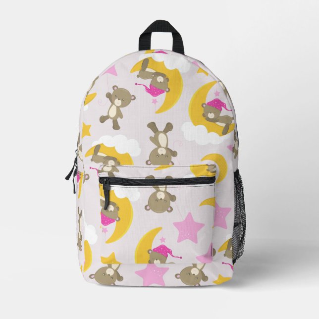 Pattern Of Bears, Teddy Bears, Cute Bears, Stars Printed Backpack (Front)