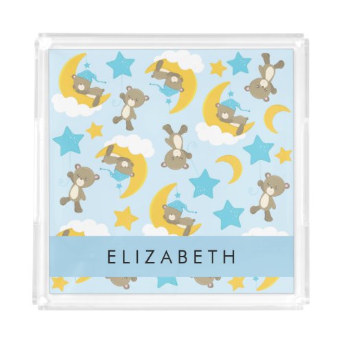 Pattern Of Bears Teddy Bears Stars Your Name Acrylic Tray