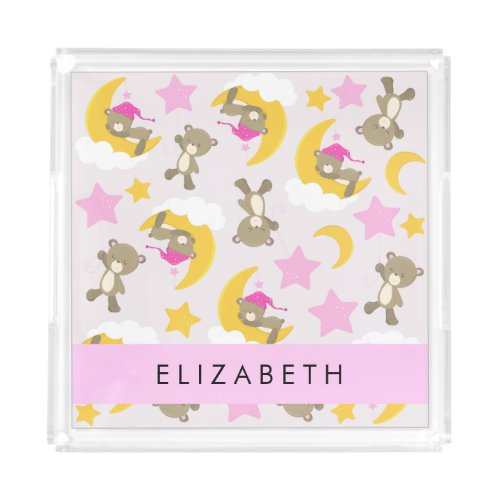 Pattern Of Bears Teddy Bears Stars Your Name Acrylic Tray