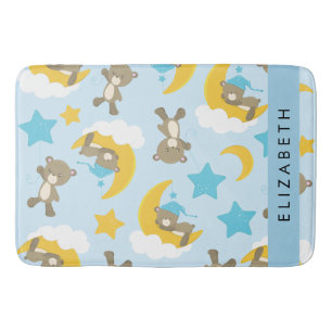 Pattern Of Bears, Teddy Bears, Stars, Your Name Bath Mat