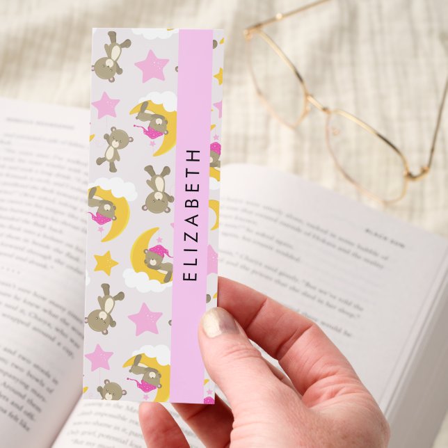 Pattern Of Bears, Teddy Bears, Stars, Your Name Bookmarks (Hand)