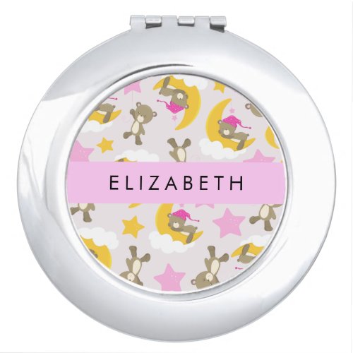 Pattern Of Bears Teddy Bears Stars Your Name Compact Mirror