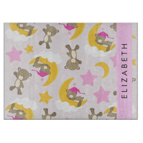 Pattern Of Bears Teddy Bears Stars Your Name Cutting Board