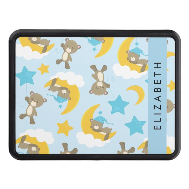 Pattern Of Bears, Teddy Bears, Stars, Your Name Hitch Cover (Front)