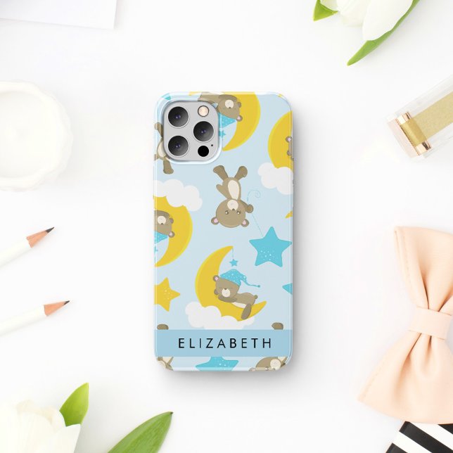 Pattern Of Bears, Teddy Bears, Stars, Your Name iPhone Case (Creator Uploaded)