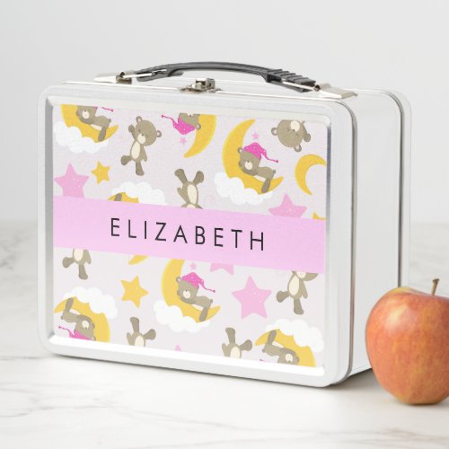 Pattern Of Bears Teddy Bears Stars Your Name Metal Lunch Box