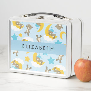 Pattern Of Bears, Teddy Bears, Stars, Your Name Metal Lunch Box