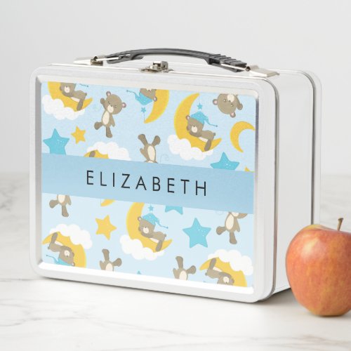 Pattern Of Bears Teddy Bears Stars Your Name Metal Lunch Box