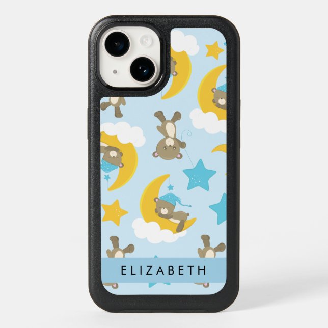 Pattern Of Bears, Teddy Bears, Stars, Your Name Otterbox iPhone Case (Back)