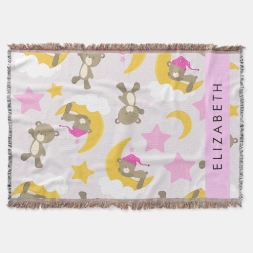 Pattern Of Bears Teddy Bears Stars Your Name Throw Blanket