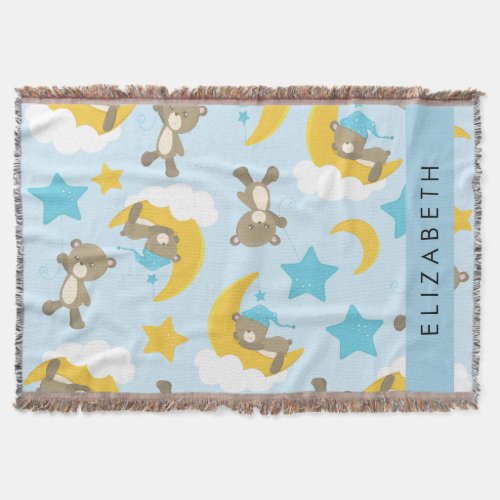 Pattern Of Bears Teddy Bears Stars Your Name Throw Blanket