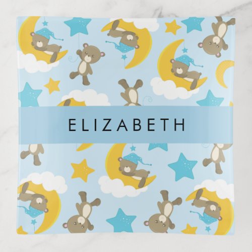 Pattern Of Bears Teddy Bears Stars Your Name Trinket Tray