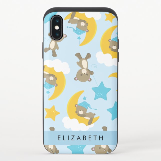 Pattern Of Bears, Teddy Bears, Stars, Your Name Uncommon iPhone Case (Back)