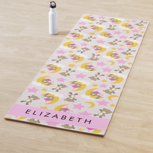 Pattern Of Bears, Teddy Bears, Stars, Your Name Yoga Mat (In Situ)