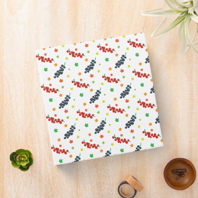 Pattern Of Berries, Redberry, Blueberry, Fruit 3 Ring Binder (In Situ)