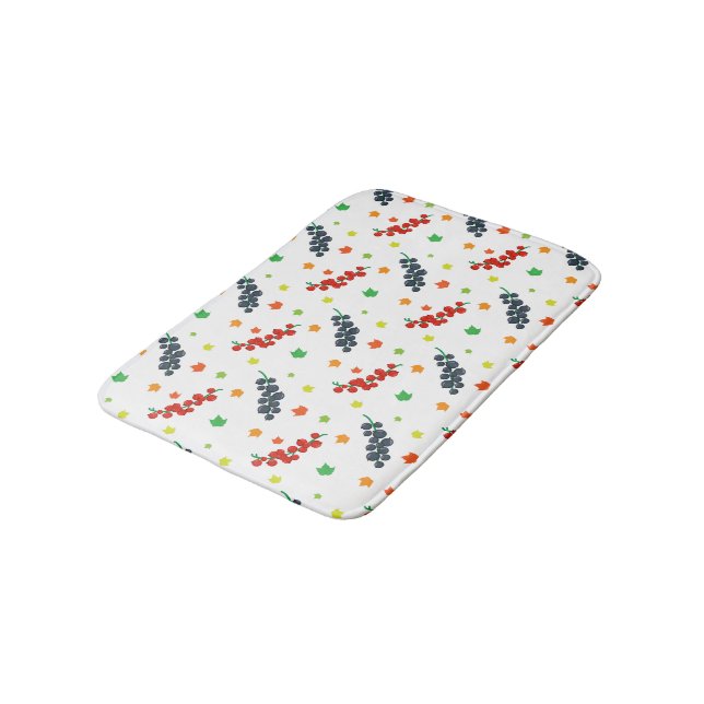 Pattern Of Berries, Redberry, Blueberry, Fruit Bath Mat (Angled)