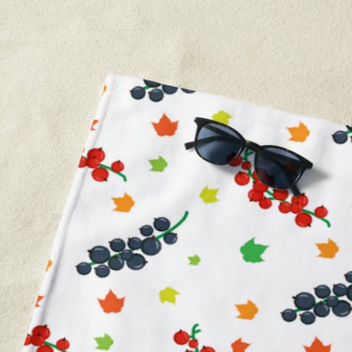 Pattern Of Berries Redberry Blueberry Fruit Beach Towel