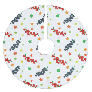 Pattern Of Berries, Redberry, Blueberry, Fruit Brushed Polyester Tree Skirt