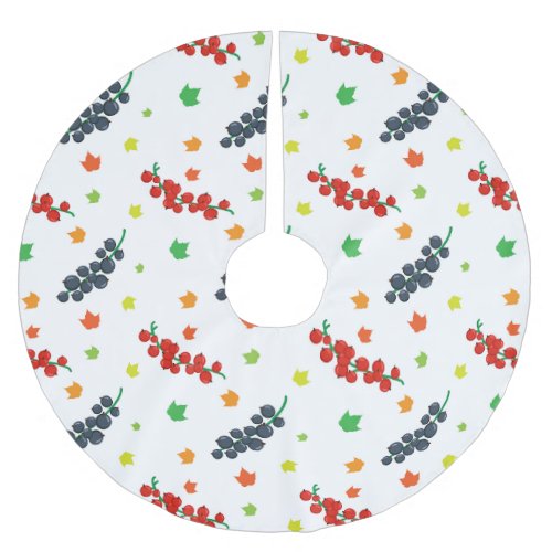 Pattern Of Berries Redberry Blueberry Fruit Brushed Polyester Tree Skirt