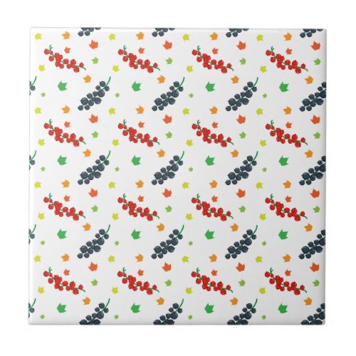 Pattern Of Berries Redberry Blueberry Fruit Ceramic Tile