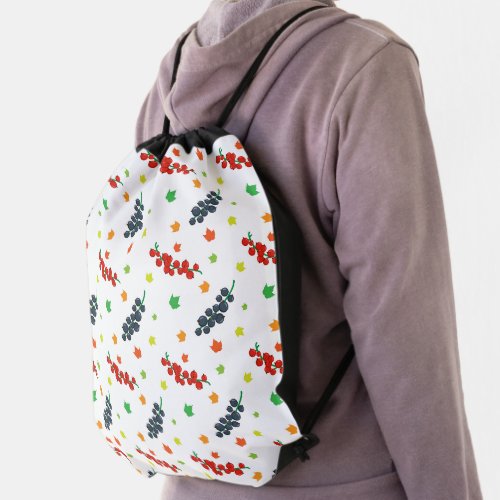 Pattern Of Berries Redberry Blueberry Fruit Drawstring Bag