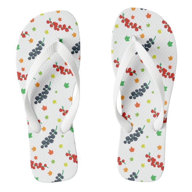 Pattern Of Berries, Redberry, Blueberry, Fruit Flip Flops (Footbed)